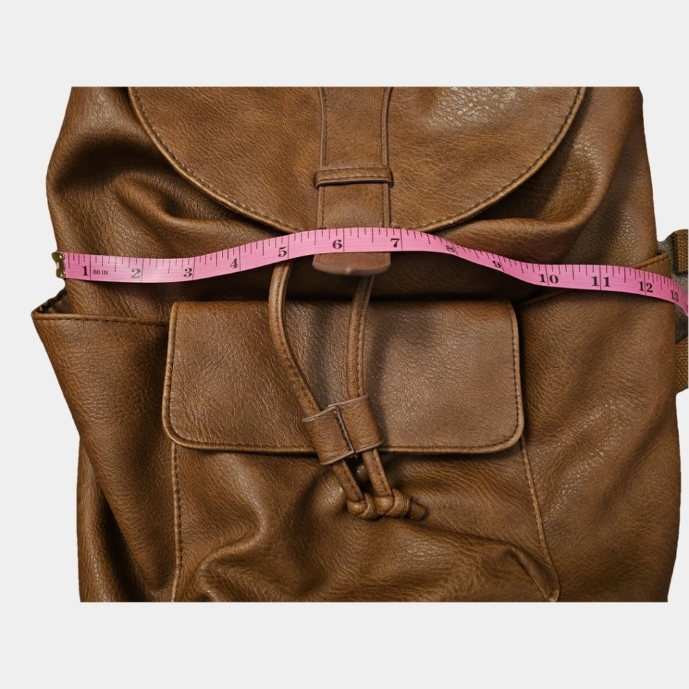 Universal Thread Brown Rucksack Style Faux Leather Flap Closure Backpack - Picture 12 of 12